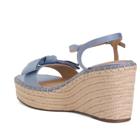 Ted Baker Light Blue Bow Espadrille Wedge Sandals - Picture 2 of 4
